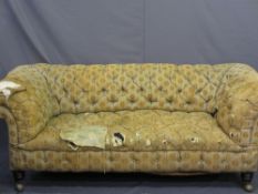 ANTIQUE CHESTERFIELD SETEE WITH BUTTON BACK (upholstery needs attention)