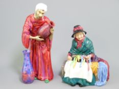 STAFFORDSHIRE FIGURINE - 'Pot Seller' (AF) and Royal Doulton 'Silks and Ribbons' HN2017