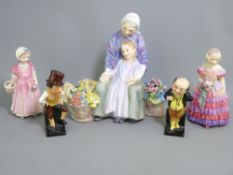 ROYAL DOULTON FIGURINES X 5 - 'The Little Bridesmaid' HN1433, 'Tinkle Bell' HN1677, 'Granny's