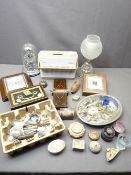 INLAID MINERAL BOXES, metal animalia, small wall barometers and other collectables