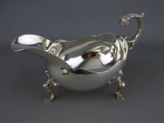 LARGE BRITANNIA SILVER SAUCE BOAT dated 1966, 255grms - 958 grade silver, 17.5cms L