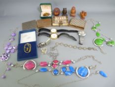 9CT GOLD, TIGER'S EYE JEWELLERY, carved Netsuke and other collectables