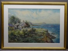 J HUGHES CLAYTON watercolour - 'Anglesey - cottage by the sea', signed, 47.5 x 72cms