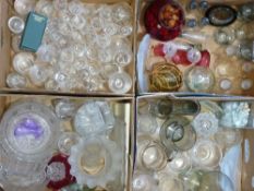 ETCHED GLASS LAMPSHADE, glass float and a quantity of other glassware (4 boxes)