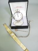 VICTORIAN STICK PIN & TWO WATCHES, unmarked but presumed gold hinged top pin with central red