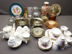ROYAL VALE & OTHER TEAWARE, Carnival and vintage glassware, chrome ice bucket, an oak lidded tea