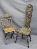 CARVED SPINNING CHAIR and a vintage folding chair