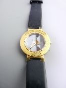 GERALD GENTA FOR ASPREY 18CT GOLD WRIST WATCH circa 1980s with prism cover over a mirrored dial, the