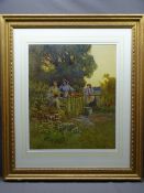 ETHEL DAVIES watercolour - 'The Gossips', see attached label and literature, signed, 59 x 49.5cms