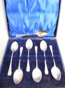 CASED SILVER TEASPOONS, a set of six plus one other, Birmingham 1909, 36.7grms gross