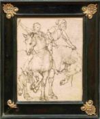zurückgezogenTwo riders on horsebackItalian old master drawing of the 17th C.Ink pen on laid