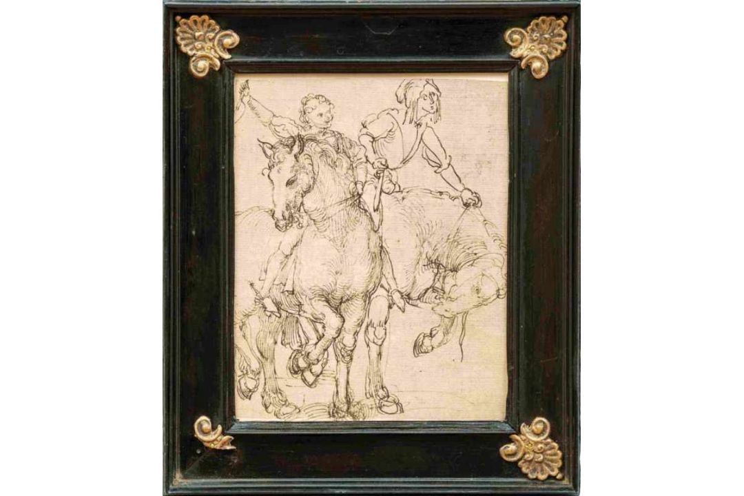 zurückgezogenTwo riders on horsebackItalian old master drawing of the 17th C.Ink pen on laid