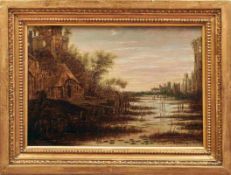 Meerhout, Jan (Attrib.)Flusslandschaft mit Ruinen und Figuren(Wohl Gorinchem vor 1630-1677