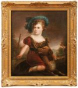 Marckscheffel, Johann Ferdinand (Attributed to)Portrait of a child with hunting dog and sabre(