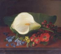 Uldall, Antoinette.Still life with flowers(Denmark, 19th century) Oil on canas. Lower left