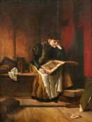 Lindenschmit, Wilhelm the Younger.Reading woman in a historical interior(Munich 1829-1895 ibid.) Oil
