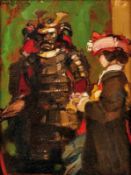 Looschen, HansLady in the museum looking at a samurai armour(Berlin 1859-1923 ibid.) Oil on panel.