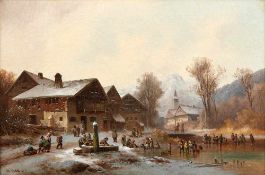 Doll, AntonWinter fun in a Bavarian village(Munich 1826-1887 ibid.) Oil on canvas. Signed lower