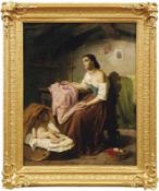 Rosaspina, AntonioMother with child in interior(Bologna 1830-1871) Oil/canvas. Signed lower right,