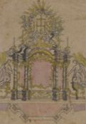 Design for a baroque altar18th centuryWatercolor and ink on paper. Ca. 27 x 19 cm; in passe-
