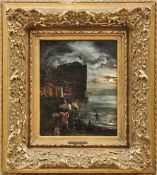 Achenbach, OswaldCoastal landscape in the moonlight(Düsseldorf 1827-1905 ibid.) Oil/cardboard. Top