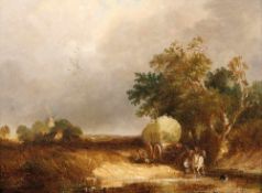 Boddington, Henry John (Attributed to)At Harvest(London 1811-1865 Barnes) Landscape with windmill