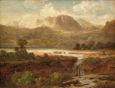 Carpenter, August Robert (attribute)Angler at a lake in mountain landscape(Zittau 1818-1864