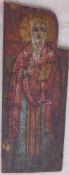 Holy bishop on one wing of a house altarProbably Greece, around 1800Tempera on panel. 27 x 9 cm;