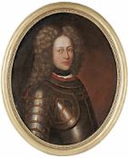 Oval portrait of a young nobleman in armourGerman painter, 18th centuryOil/canvas, reverse red stamp