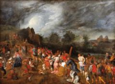 Christ falls under the crossDutch school of the 17th centuryMulti-figured train on the Via