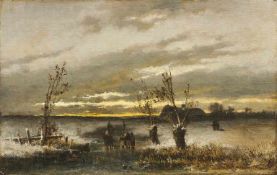 Stademann, AdolfWinterly ice pleasure(Munich 1824-1895 ibid.) Oil on canvas, relined on the edges.