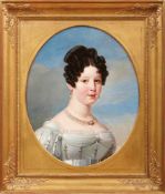 Portrait of a distinguished lady in front of a cloudy backgroundFrance, around 1800Oil on canvas. 73