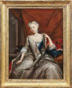 Sitting princess in a palace2nd half of 18th century.Oil on canvas. 50.5 x 39 cm. - One patch. -