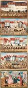 Five miniatures with motifs from student life18th century.An interior with ''Studenten Meubeln'',