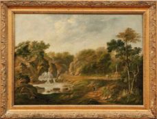 Robert, Hubert - Cercle ofIdyllic landscape with waterfall and Athens monument(Paris 1733-1808