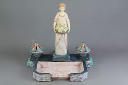 A French Art Nouveau Porcelain Ink Stand