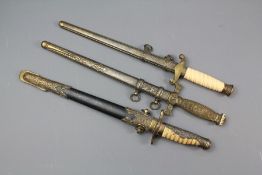 Three Replica German Military and Naval WWII Era Daggers