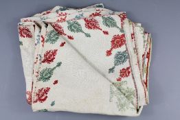 An 18th Century Dodecanese Linen Embroidered Bed Curtain