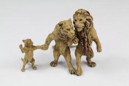 A Continental Cold Painted Bronze of a Lion Pride