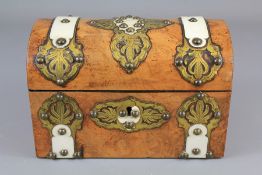 A Victorian Walnut and Brass Tea Caddy