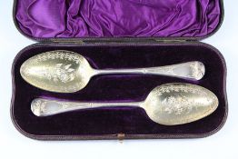 A Pair of 18th Century Silver Serving Spoons