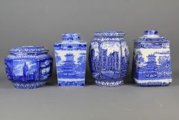 Three Vintage Blue and White Ringston Tea Caddies