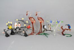 Six Glass Bird Figurines