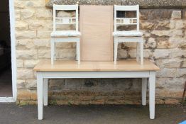 A Pale Grey Painted Kitchen Table and Chairs