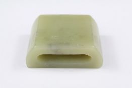 A Chinese Carved Celadon Green Jade Belt Loop