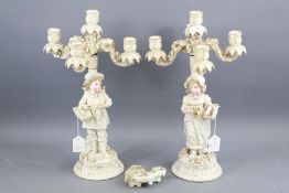 A Pair of Continental 19th Century Porcelain Candelabra