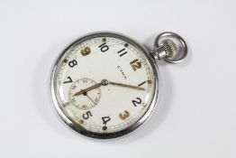 A WWII Cyma Stainless Steel Military Pocket Watch