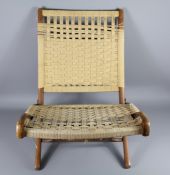 A Pair of Mid-20th Century Teak and Rope Chairs