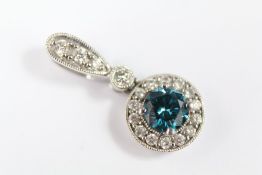 A 14ct White Gold Blue Diamond Drop Pendant