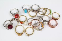Twenty Silver Mounted and Semi-Precious Stone Rings